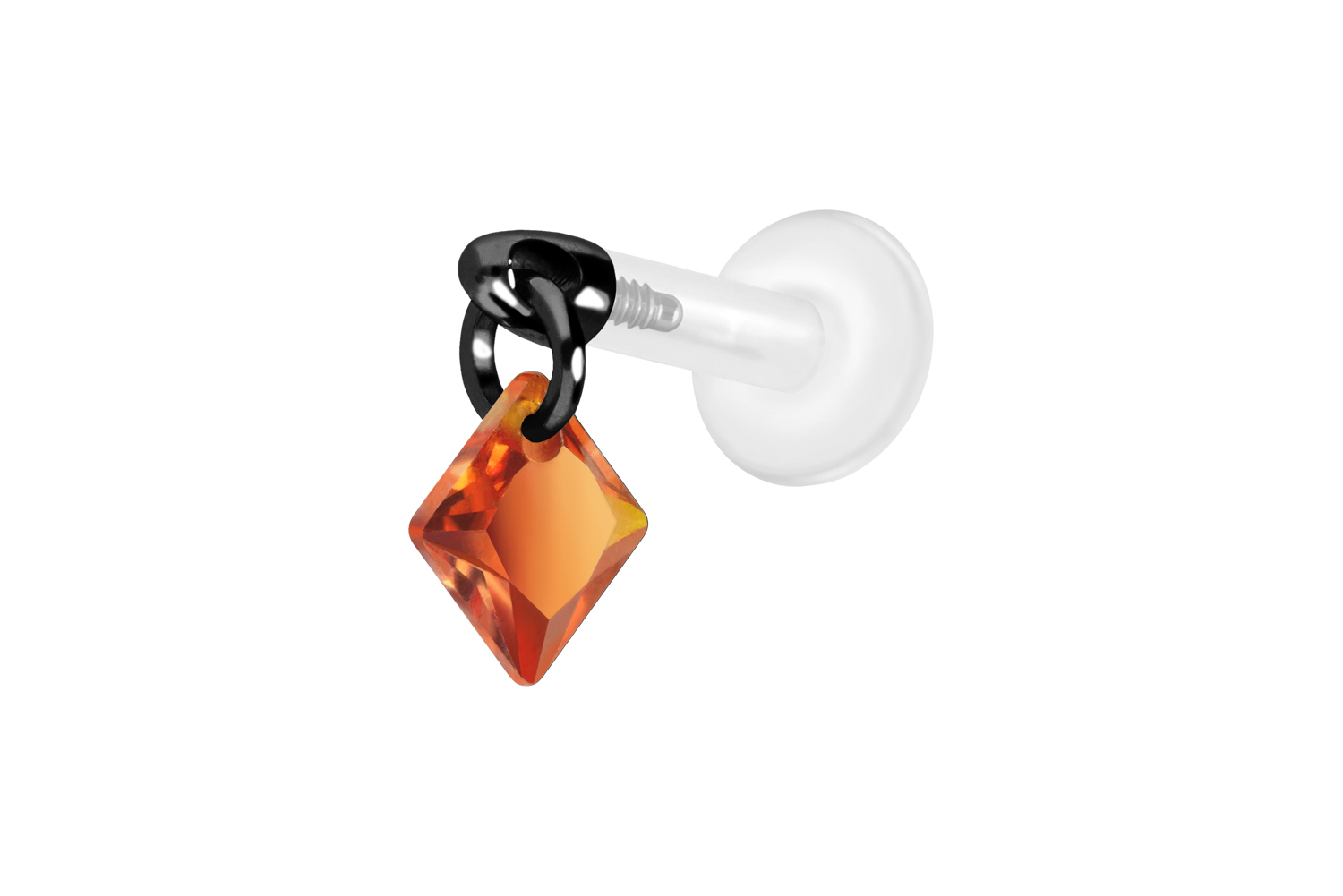 PTFE Labret Piercing mit Innengewinde + Titan-Aufsatz KRISTALLQUADRAT